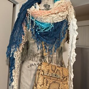 🧿 Boho Skinny Scarf Collection – Set of 6 Vintage Crochet & Lace Textured Wraps